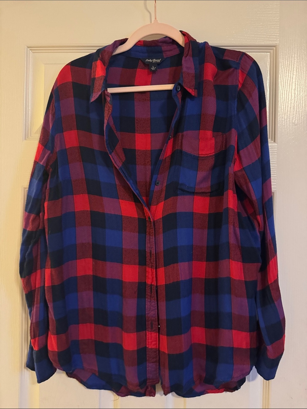 Lucky Brand Red and Blue Plaid Button-Down Shirt